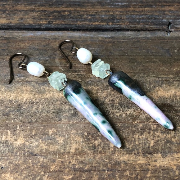 Ceramic Gemstone Earrings - Picture 2 of 6